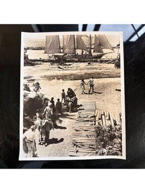 Vintage 1961 "The Devil At 4 Oclock" Movie Production Photo Cast Scene & Sailing